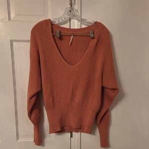 Free People V-Neck Sweater - Dusty Rose Pink